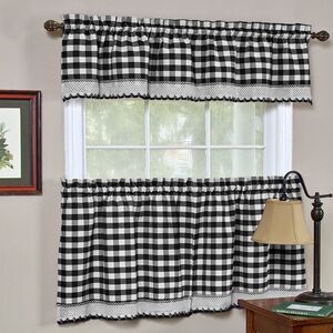 Sweet Home Collection Buffalo Check Gingham Kitchen Window Curtains Valance Set,